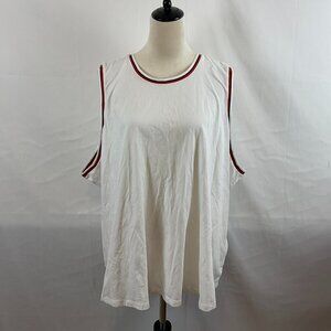 Universal Standard Top 3X White Blue Red Trim Sleeveless